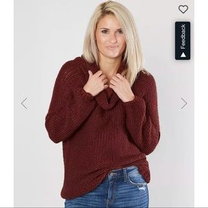 Daytrip Cowl Neck Sweater - Burgondy - Size med